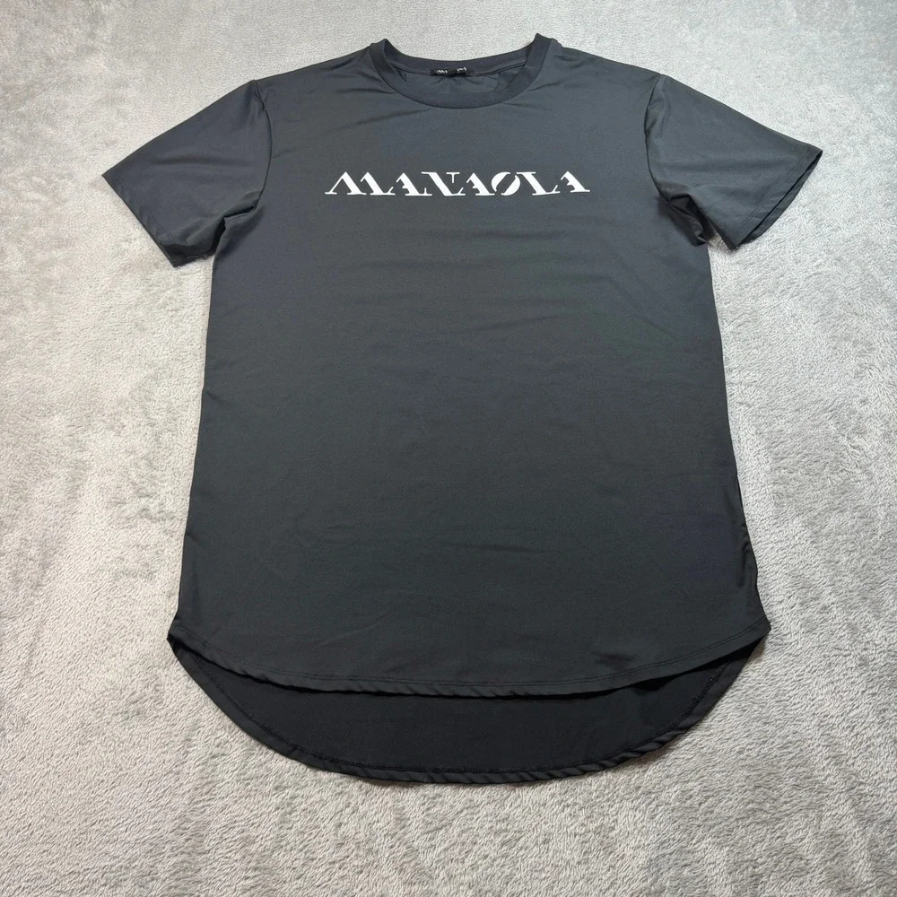 Manaola T-Shirt Mens XS Black Team Graphic Short Sleeve Curved Hem